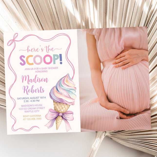 Convites Foto do Chá de fraldas Pastel Coquette Girl (Criador carregado)