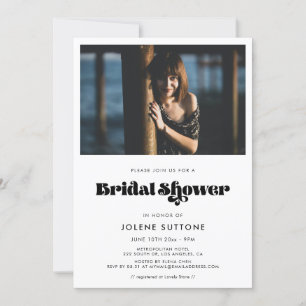 Convites Foto do chá de panela de script do Vintage retro