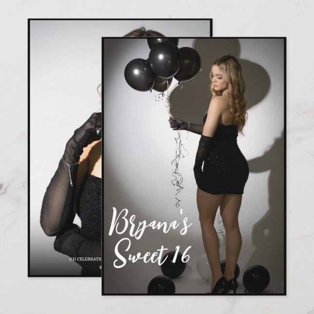 Convites Foto do cheio Frente e Trendy Modern Sweet 16 (Frente/Verso)
