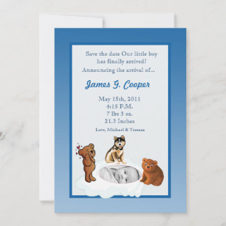 Convites Foto do Círculo 5x7 Blue Baby Boy Show