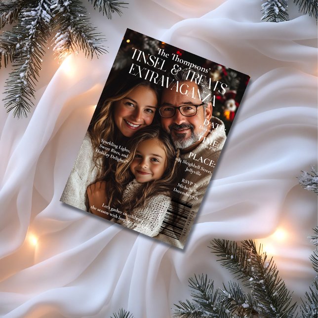 Convites Foto do Cobrir da Revista Tinsel & Treats Extravag (Tinsel & Treats Extravaganza Magazine Cover photo Invitation)