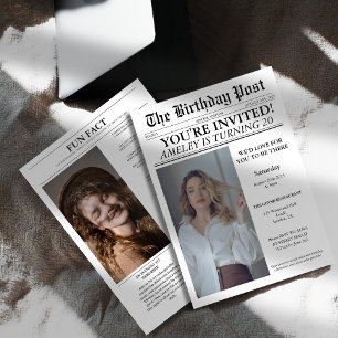 Convites Foto do Cobrir de jornal com Festa de aniversário 