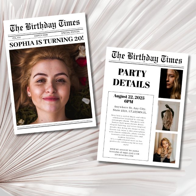 Convites Foto do Cobrir de jornal Festa de aniversário (Criador carregado)