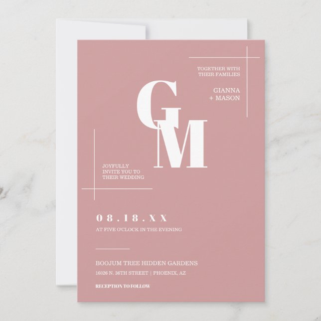 Convites Foto do Código QR de Casamento de Boho Rosa Cinza  (Frente)