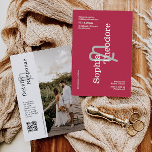 Convites Foto do Código QR de Casamento Mínimo do Moderno V