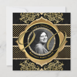 Convites Foto do Diamante Dourado do Aniversário do 90