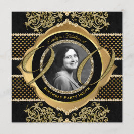 Convites Foto do Diamante Dourado do Aniversário do 90