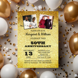 Convites Foto do Dourado Glitter 50 anos