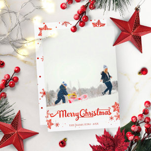 Convites Foto do Floco de Neve Vermelho