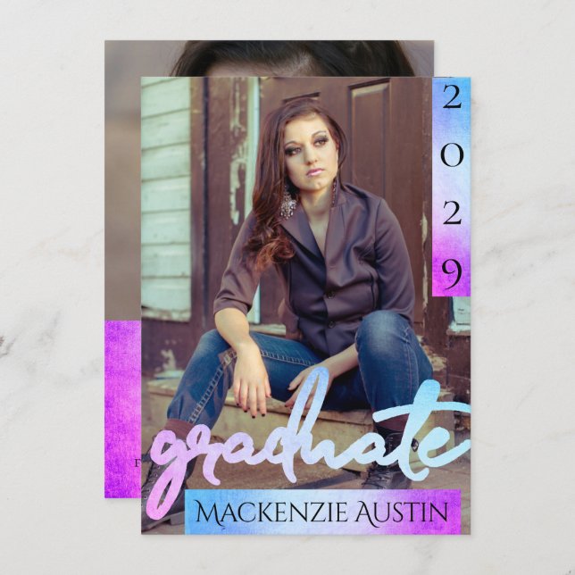 Convites Foto do formando 2 | Script Sereia de Ombre (Frente/Verso)