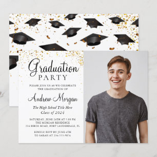 Convites Foto do Formando de Bonés de formatura confetti D