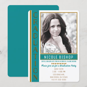 Convites Foto do Formando de Festa de formatura Dourada de 