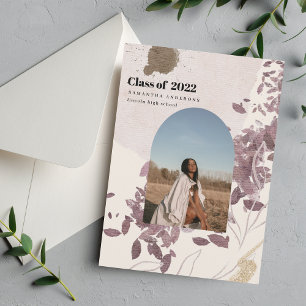 Convites Foto Do Formando Dourado E Roxo Moderno Abstrato