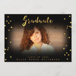 Convites Foto do Formando Faux Gold Foil Confetti do Script