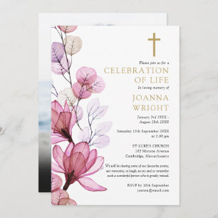 Convites Foto do Funeral Cristão Cristão Cor-de-Rosa
