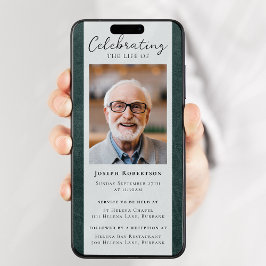 Convites Foto do Funeral de Couro Verde