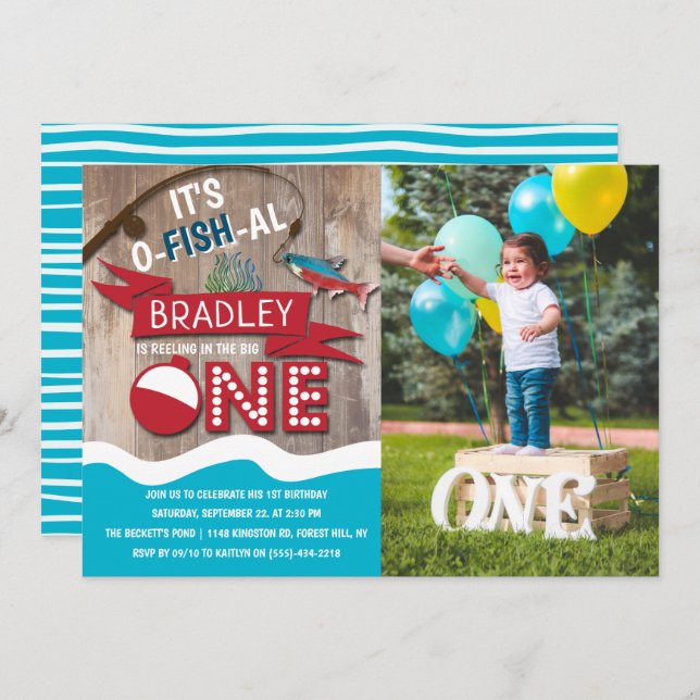 Convites Foto Do Grande primeiro aniversario De Pesca (Frente/Verso)