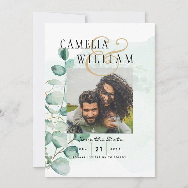 Convites FOTO DO Greenery SALVAR AS DATAS ORÇAMENTO DO Euca (Frente)