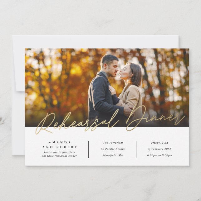 Convites Foto do Jantar de Rehearsal Moderno (Frente)
