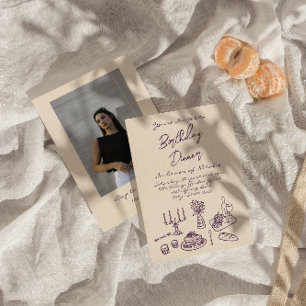 Convites Foto do Janto de aniversários Roxo Retro