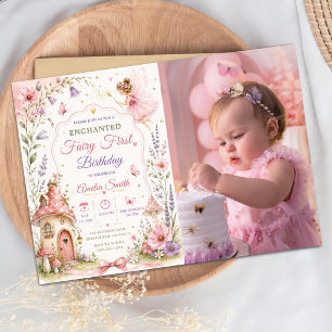 Convites Foto do Jardim das Fadas Meninas Florais Aniversár