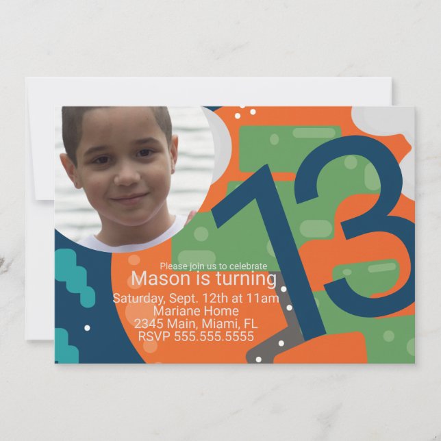 Convites Foto do jogador com pixel de Festa de aniversário  (Frente)