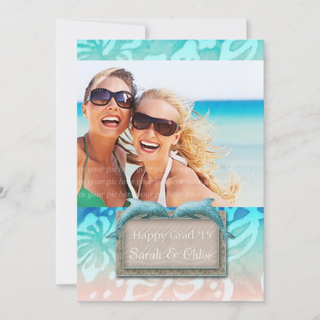 Convites Foto do lançamento do Formando Dolphin Beach Luau  (Frente)