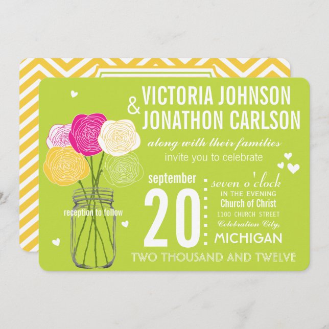 Convites Foto do limão Ranunculus Rosa ModernTipografia (Frente/Verso)