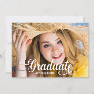 Convites Foto do marinho Blue White Graduation College