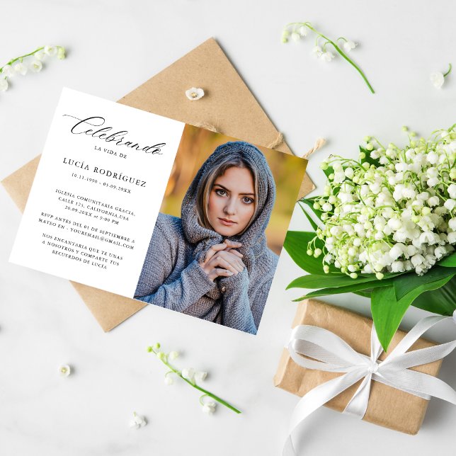 Convites Foto do Memorial do Funeral Espanhol Elegante (Criador carregado)