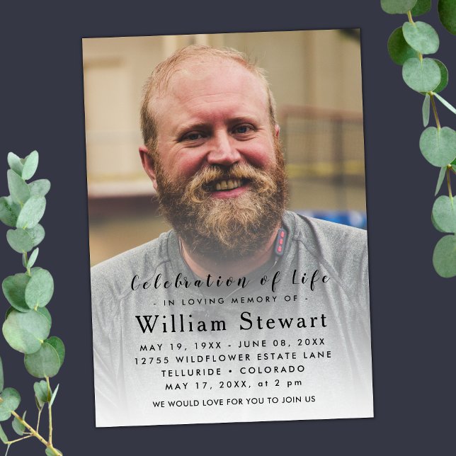 Convites Foto do moderno Funeral | Celebração da vida (Criador carregado)