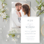 Convites Foto do Monograma da Caligrafia Azul Elegante<br><div class="desc">Sofisticado e moderno, este "Elegante Monograma de Caligrafia Azul Elegante" é perfeito para aqueles que buscam charme de eterno com um toque de personalização. A caligrafia refinada e o monograma mínimo o tornam ideal para celebrações clássicas e contemporâneas, alinhando-se sem esforço a várias estéticas de casamento. Disponível como download instantâneo,...</div>