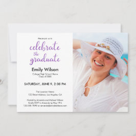 Convites Foto do Padrão do Script Violet da festa de format