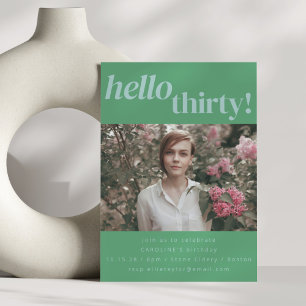 Convites Foto do Partido aniversário de 30 anos Verde Moder