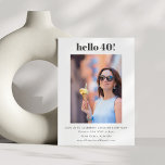 Convites Foto do Partido aniversário de 40 anos Branco Simp<br><div class="desc">Convite para Fotografias de aniversário de 40 anos de Festa Simples e Cuta Moderna</div>