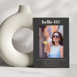 Convites Foto do partido aniversário de 40 anos preto simpl<br><div class="desc">Convite para Fotografias de aniversário de 40 anos de Festa de Fundo Preto Simples e Cuta Moderna</div>