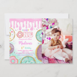 Convites Foto do Partido da Rosquinha Verde do primeiro ani