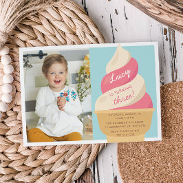 Convites Foto do Partido do Aniversário de criança do Sorve