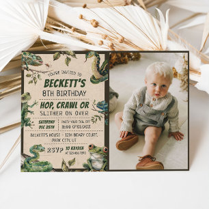 Convites Foto do Partido do Aniversário de criança Réptil