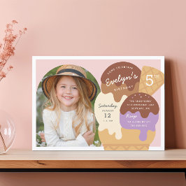 Convites Foto do Partido do Aniversário de criança Sundae d