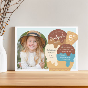 Convites Foto do Partido do Aniversário de criança Sundae d