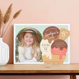 Convites Foto do Partido do Aniversário de criança Sundae d