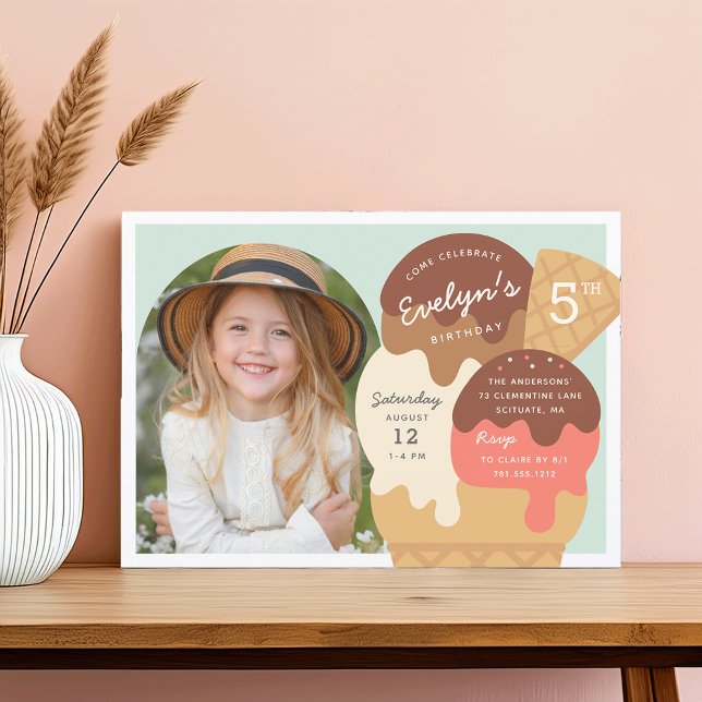 Convites Foto do Partido do Aniversário de criança Sundae d (Criador carregado)