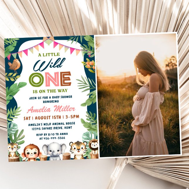 Convites Foto do Partido do Chá de fraldas Safari Selgle (Criador carregado)