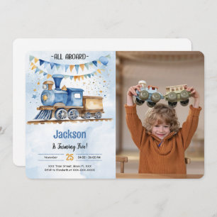 Convites Foto do Partido do Comboio de Aniversário do 5