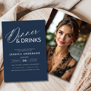 Convites Foto do Partido do Janto Azul do Elegante Formal M