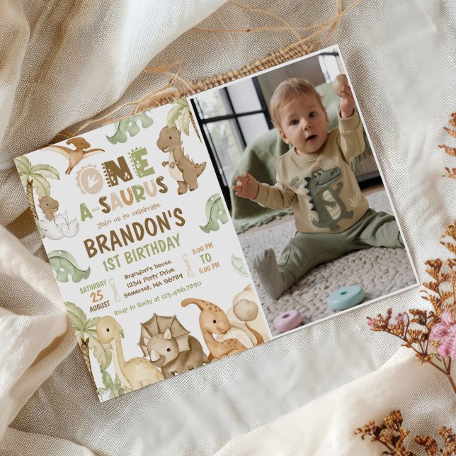 Convites Foto do Partido do primeiro aniversario Dinossauro (Criador carregado)