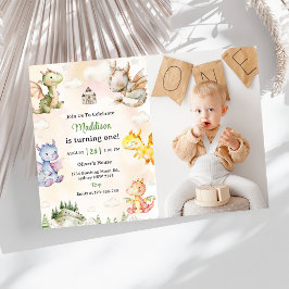 Convites Foto do Partido do primeiro aniversario Dragão Cut