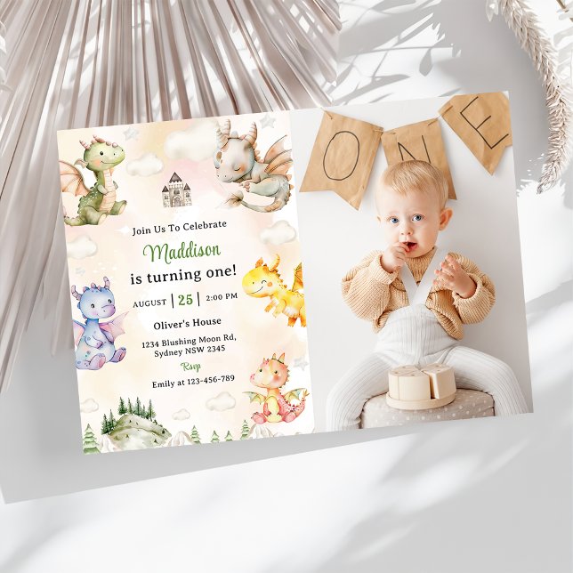 Convites Foto do Partido do primeiro aniversario Dragão Cut (Criador carregado)