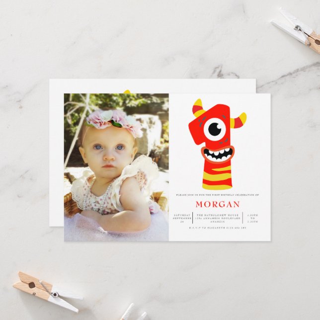 Convites Foto do Partido do primeiro aniversario Neutro de  (Frente/Verso In Situ)